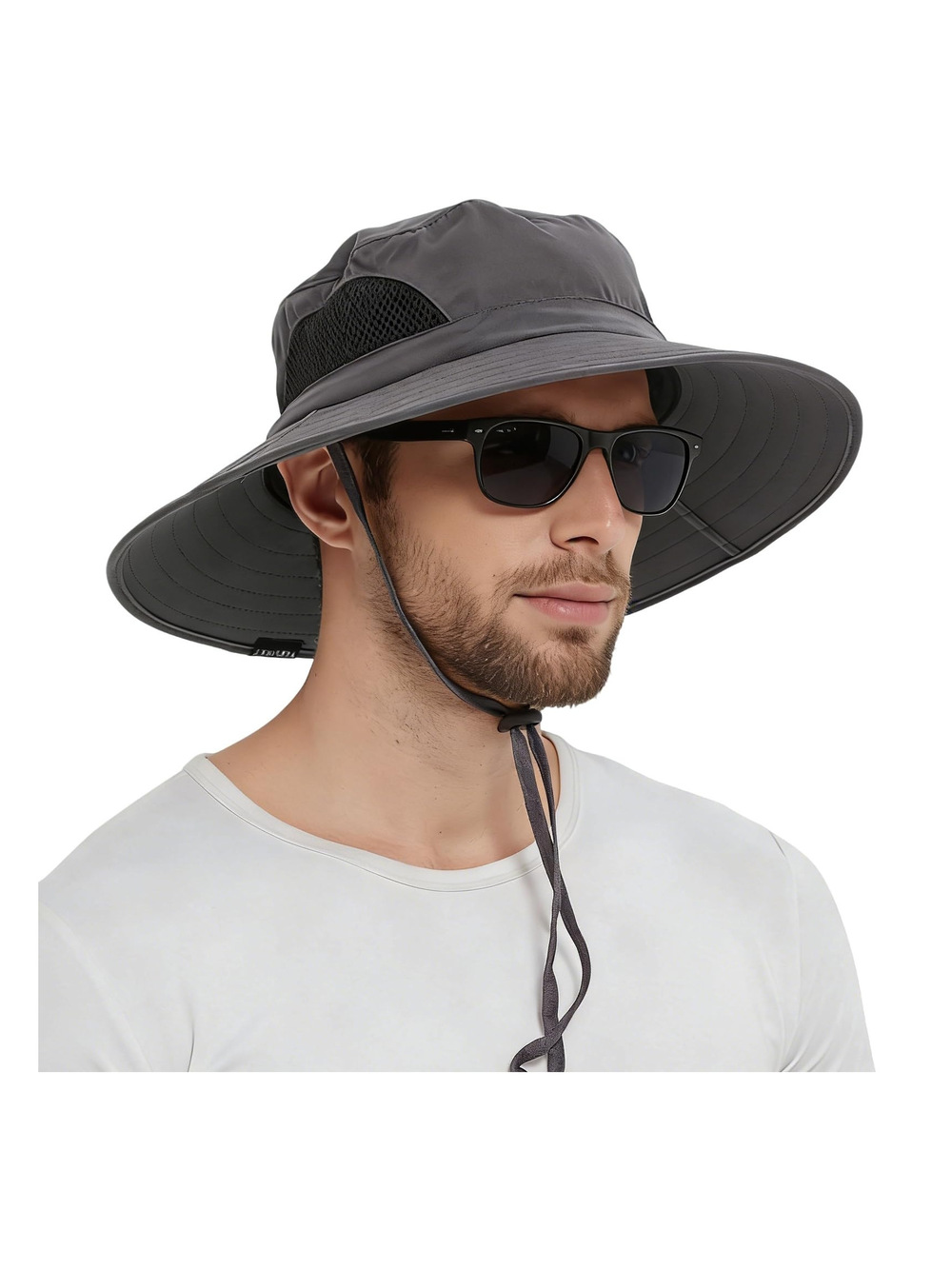 Wide Brim Sun Bucket Hat, Waterproof Boonie Hat for Men & | Dark Gray | Size OS